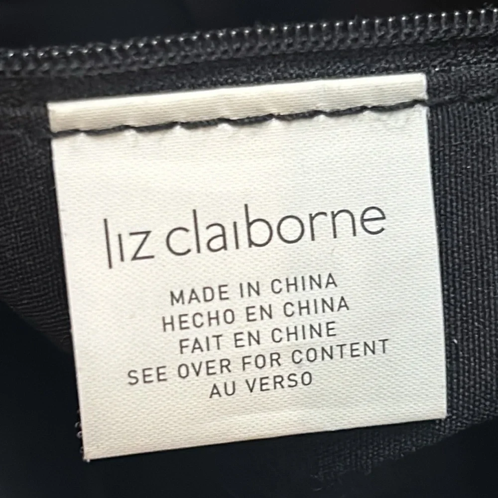 VINTAGE WOOL Liz Claiborne Black/ Gray Embroidered Purse Handbag - Picture 6 of 8